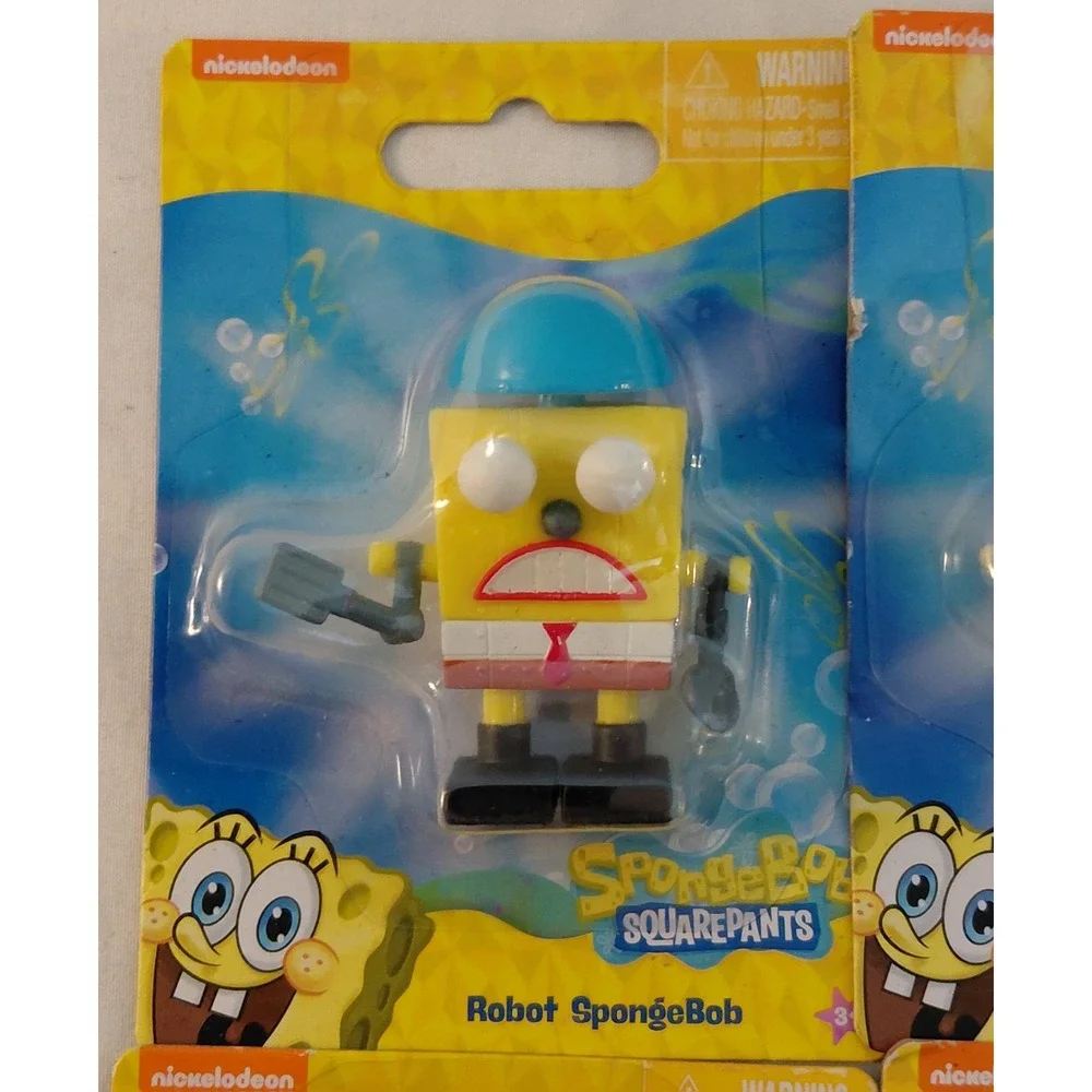 Lot of 4 SpongeBob SquarePants Mini Figures Robot Rocker Ripped Pants Old-Time